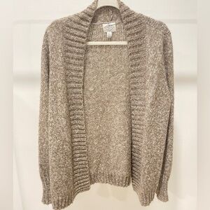 St Johns Bay Women's Beige Speckled Knit Open Front Cardigan Sweater Size Large